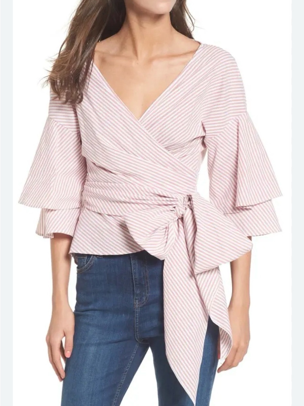 WAYF 
Beckett Tiered Bell Sleeve Top Sz M